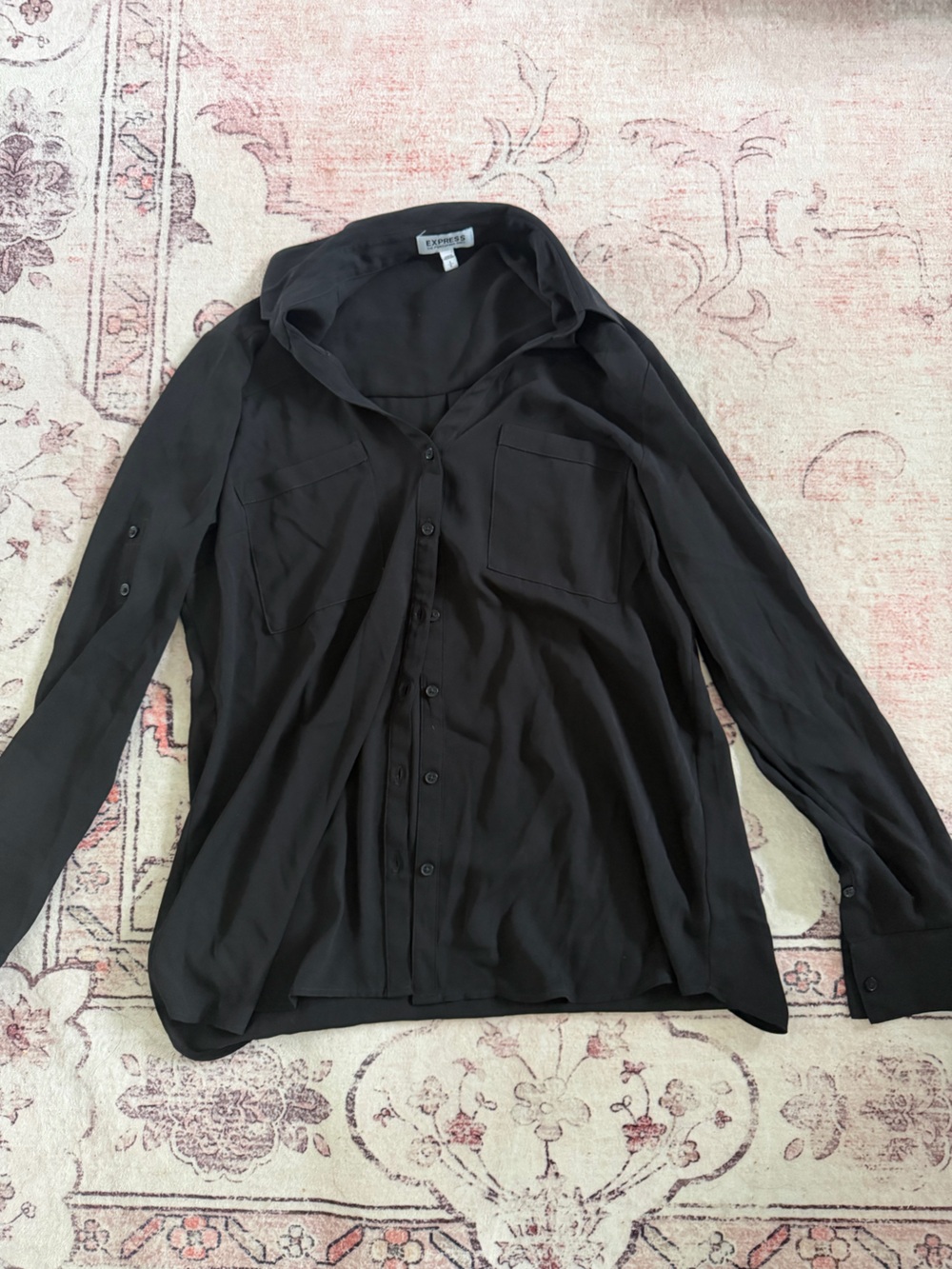 Black Button-Up Long Sleeve Shirt